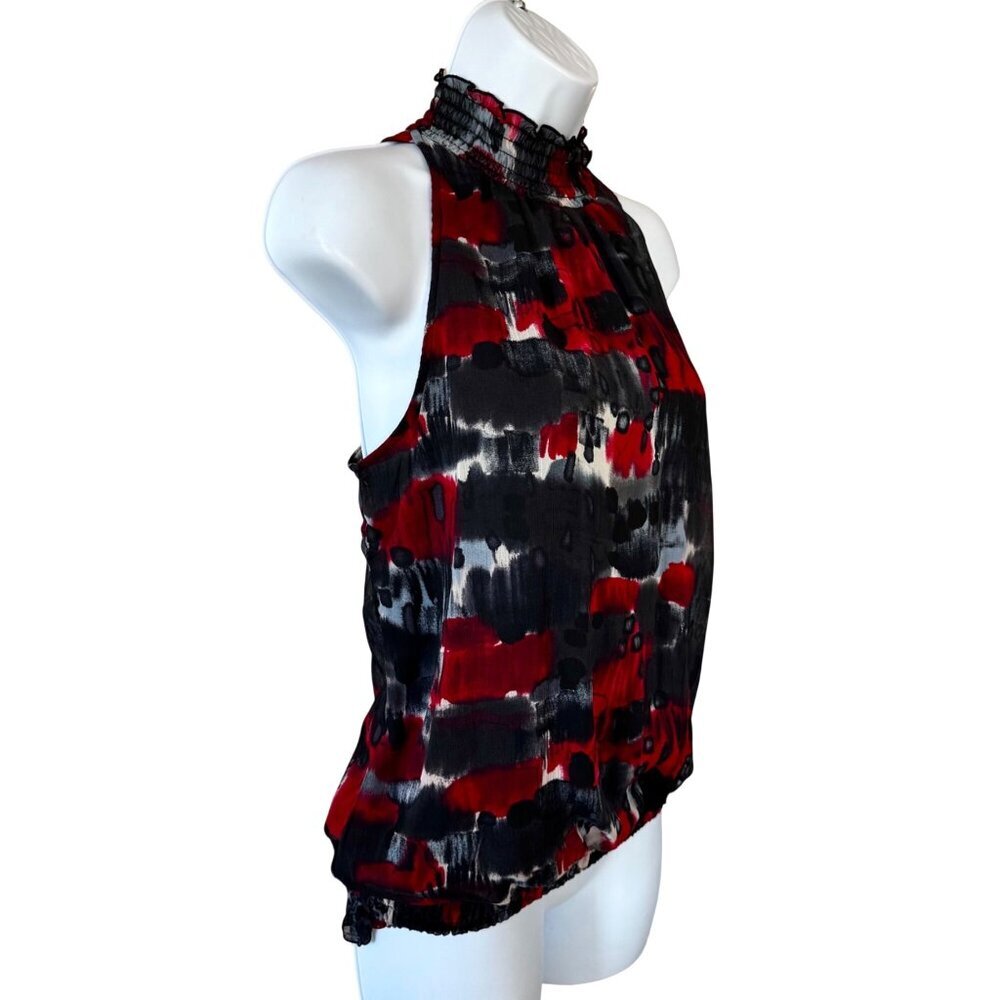 I.N. San Francisco Red Alert Lined Polyester Halter Top Smocked Neckline Med NEW
